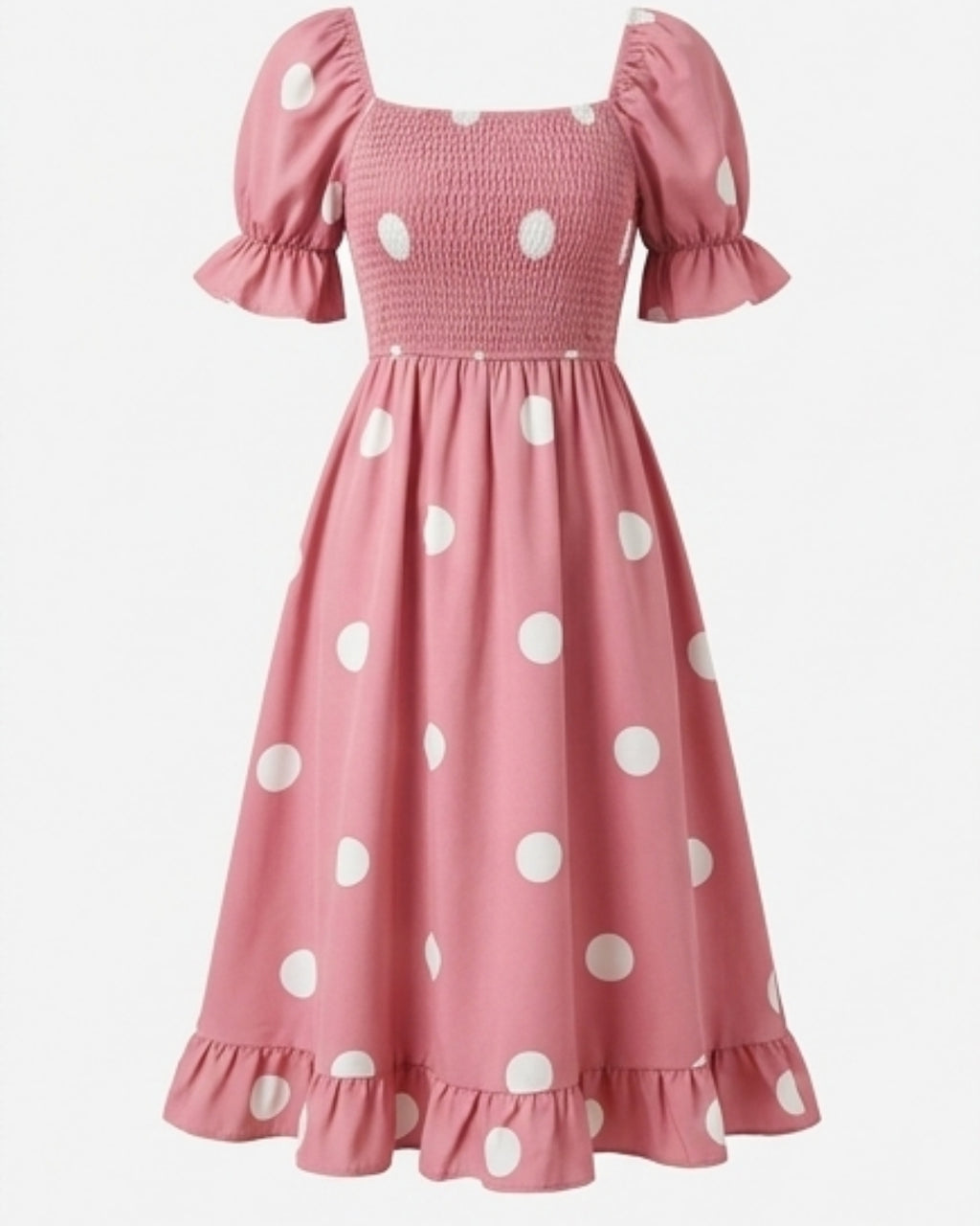 Peony Polka Smocked Midi
