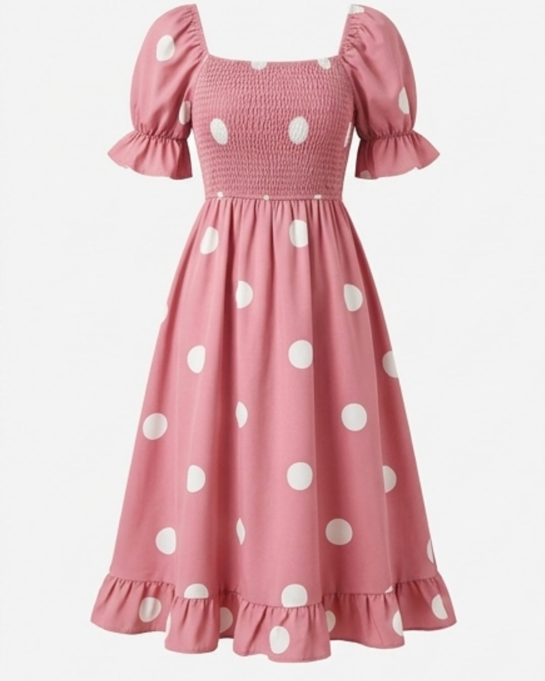 Peony Polka Smocked Midi