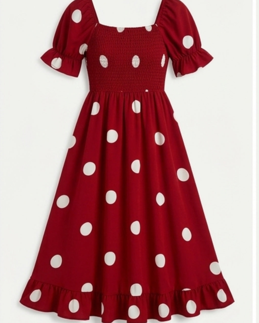 Peony Polka Smocked Midi